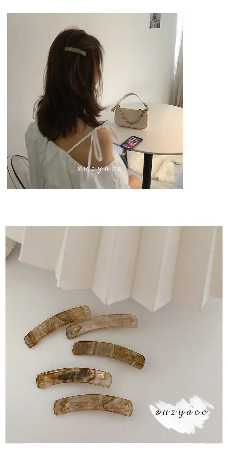 智贝详情图_4韩国东大门复古琥珀亚克力发夹刘海夹边夹设计感弧
