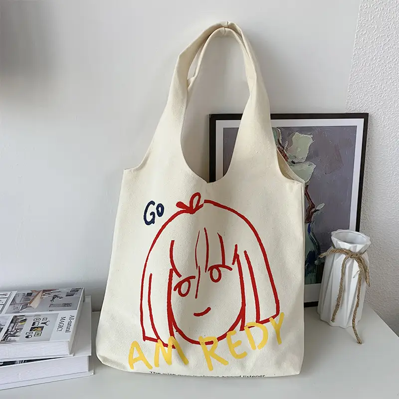 Women Canvas Shoulder Bag with Art Design Large Capacity - Image 2
