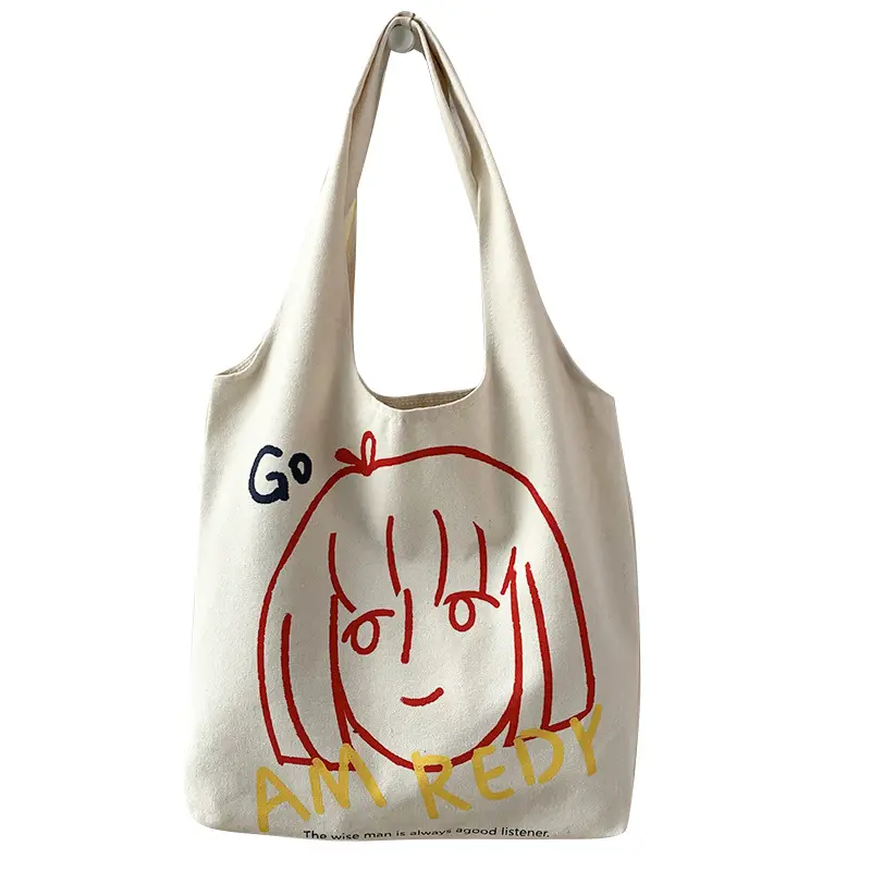 Women Canvas Shoulder Bag with Art Design Large Capacity - Image 5