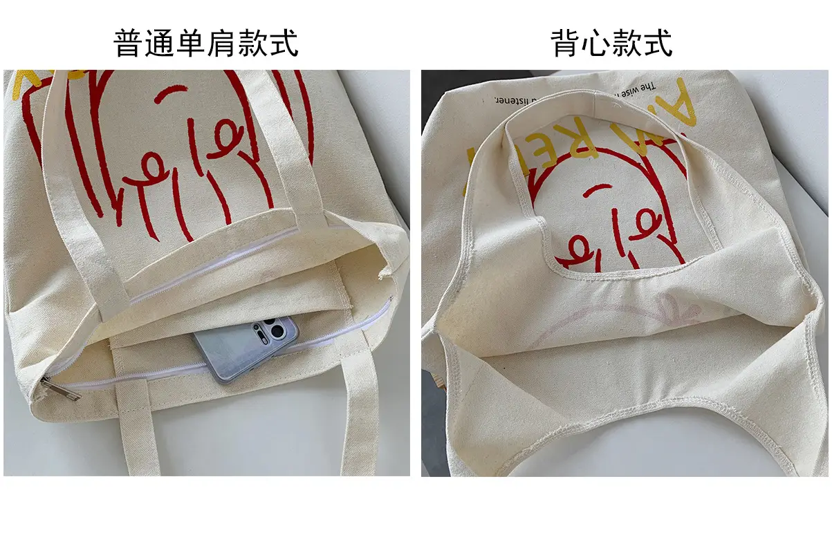 Women Canvas Shoulder Bag with Art Design Large Capacity — feature 5