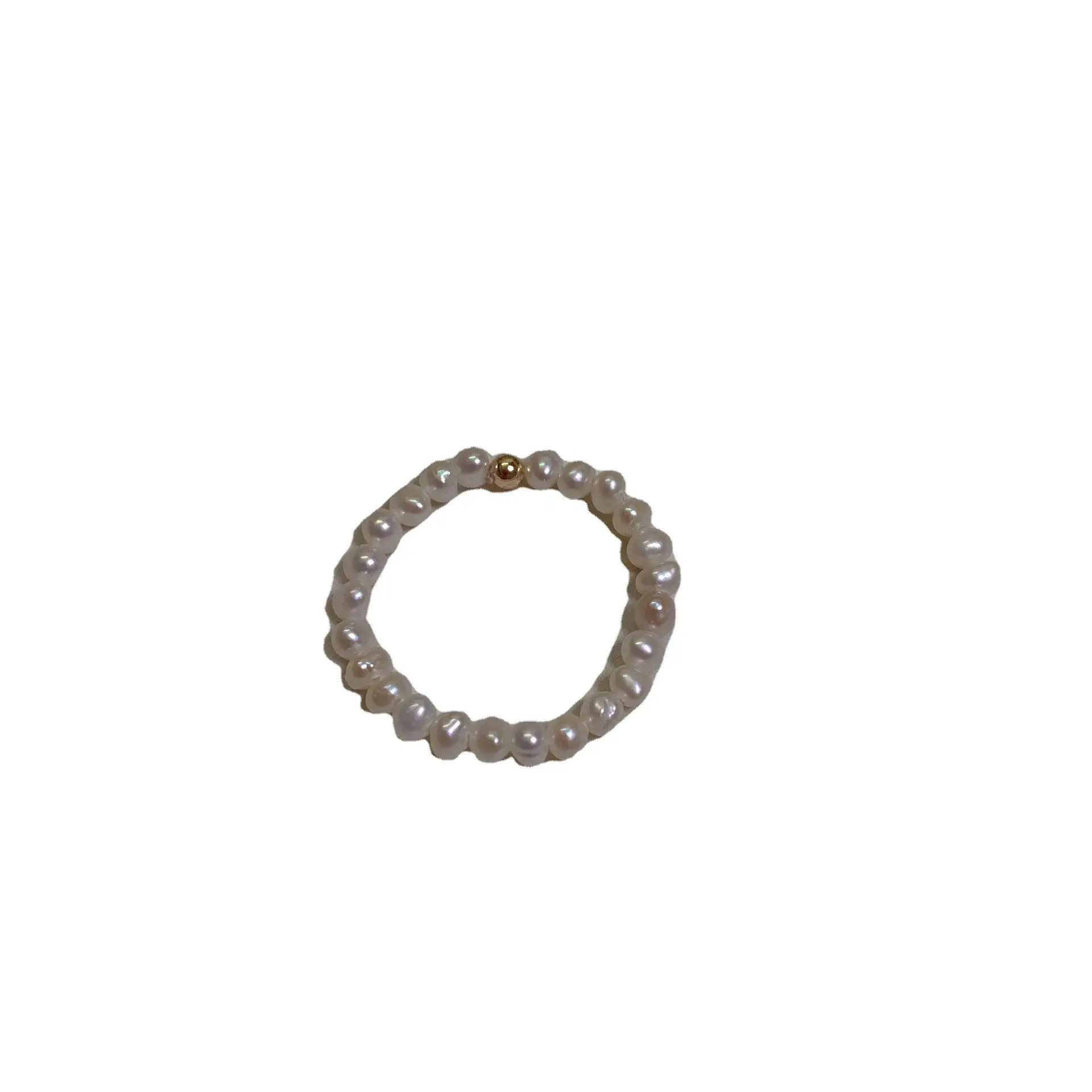 Pearl Stacked Ring with Stretch Line Design - Image 6