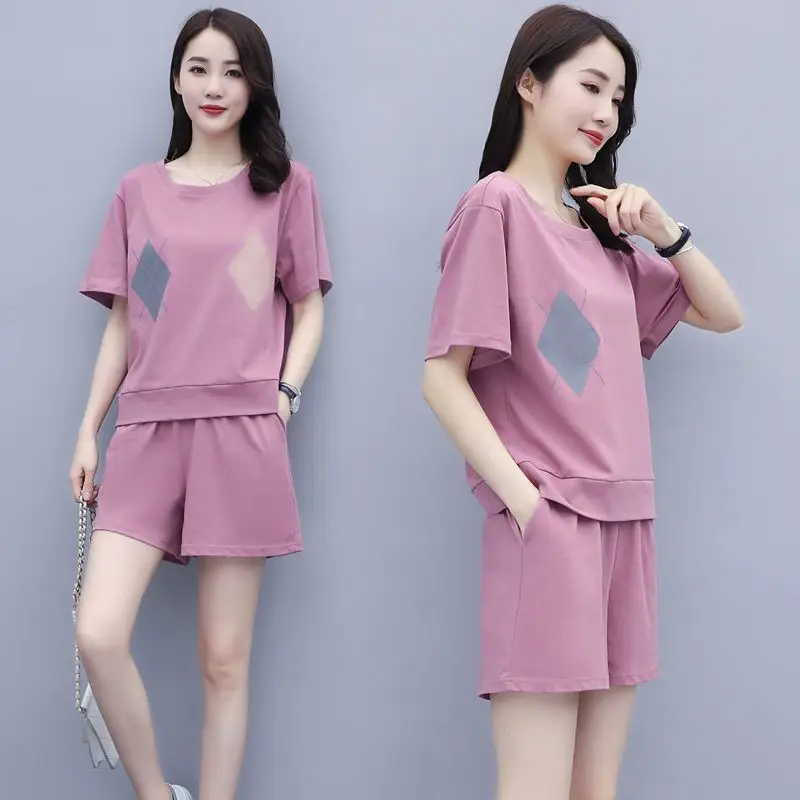 Women Casual Navy Shorts Set Large Summer Wear - Image 5