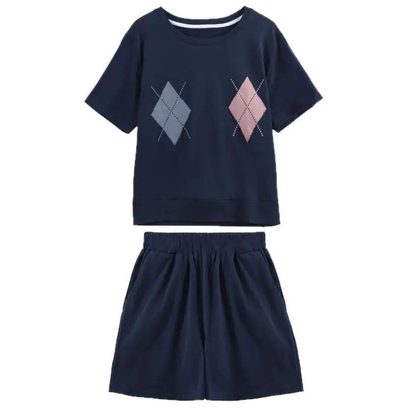 Women Casual Navy Shorts Set Large Summer Wear - Image 8