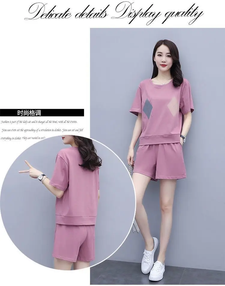Women Casual Navy Shorts Set Large Summer Wear — feature 11