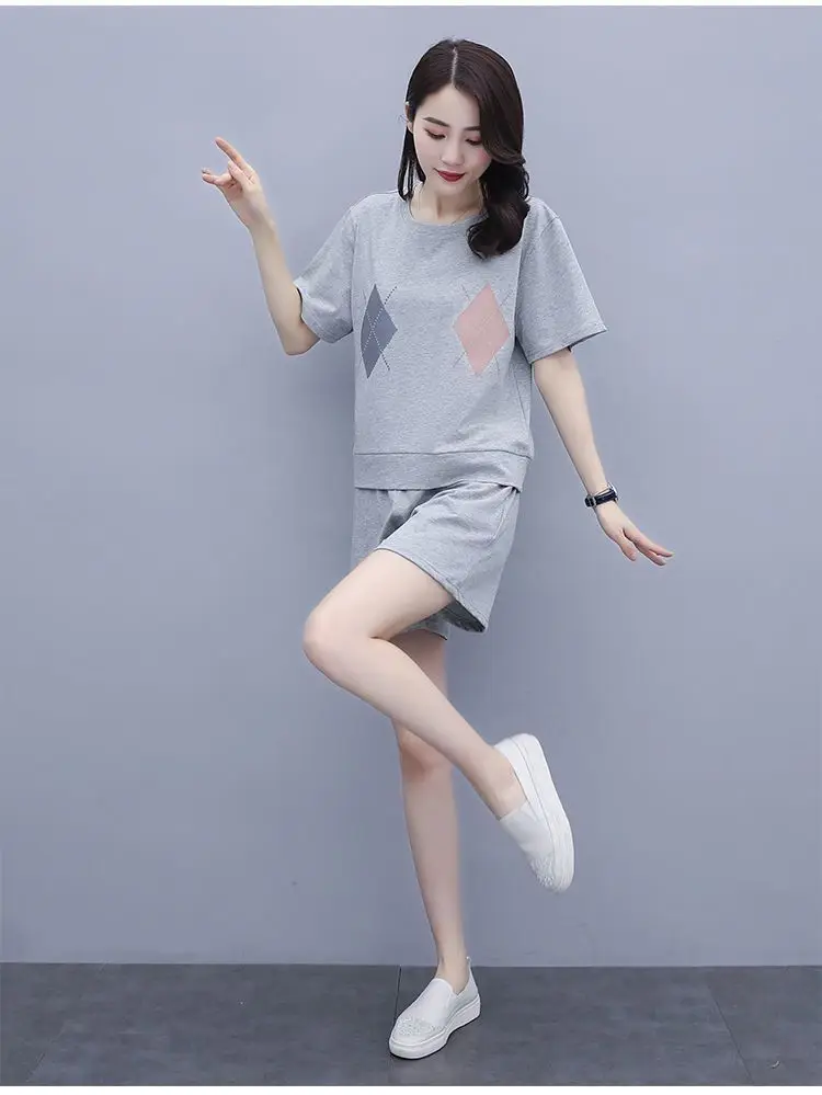 Women Casual Navy Shorts Set Large Summer Wear — feature 13