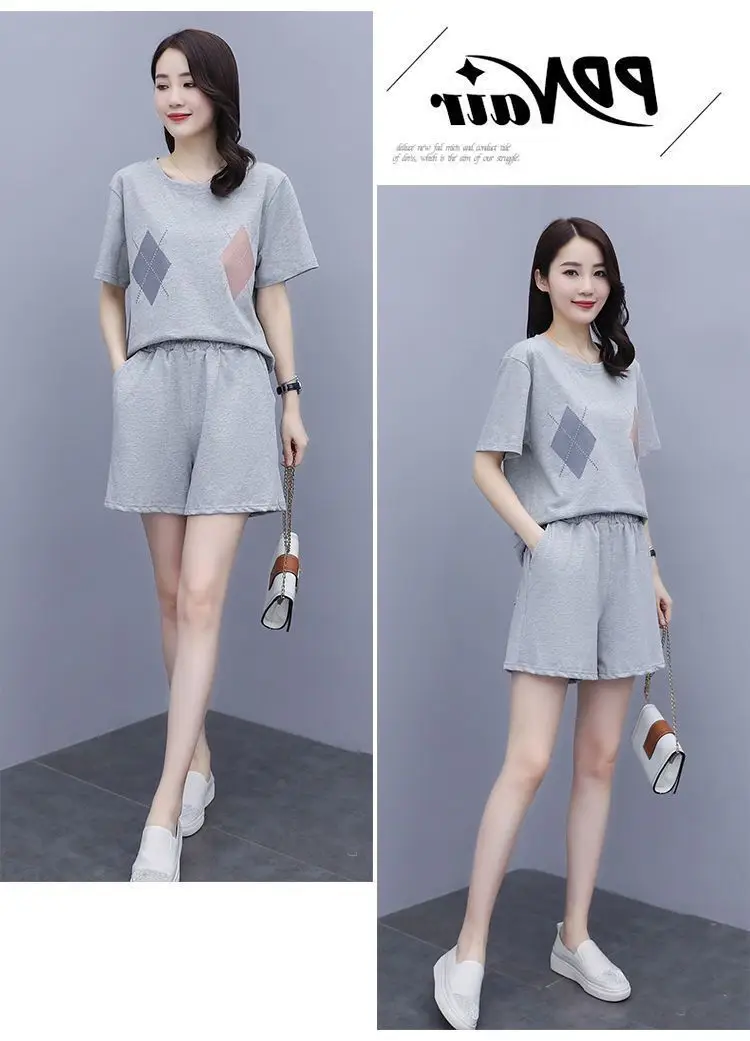Women Casual Navy Shorts Set Large Summer Wear — feature 14