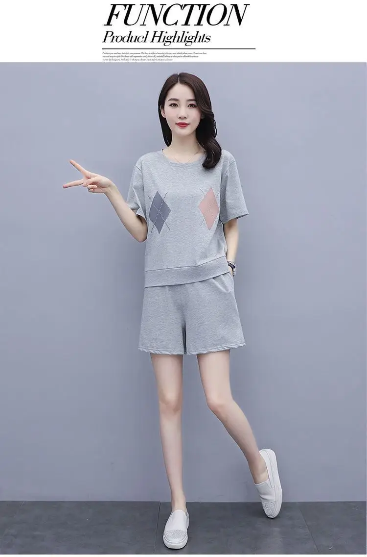 Women Casual Navy Shorts Set Large Summer Wear — feature 15