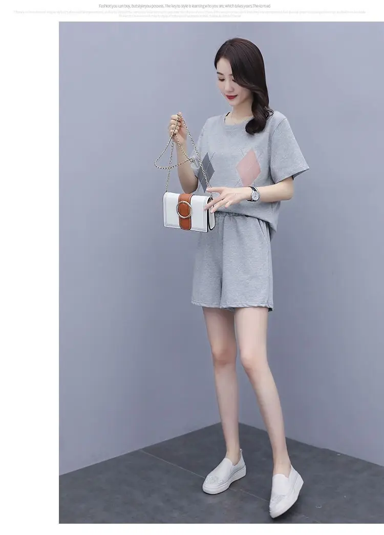 Women Casual Navy Shorts Set Large Summer Wear — feature 16