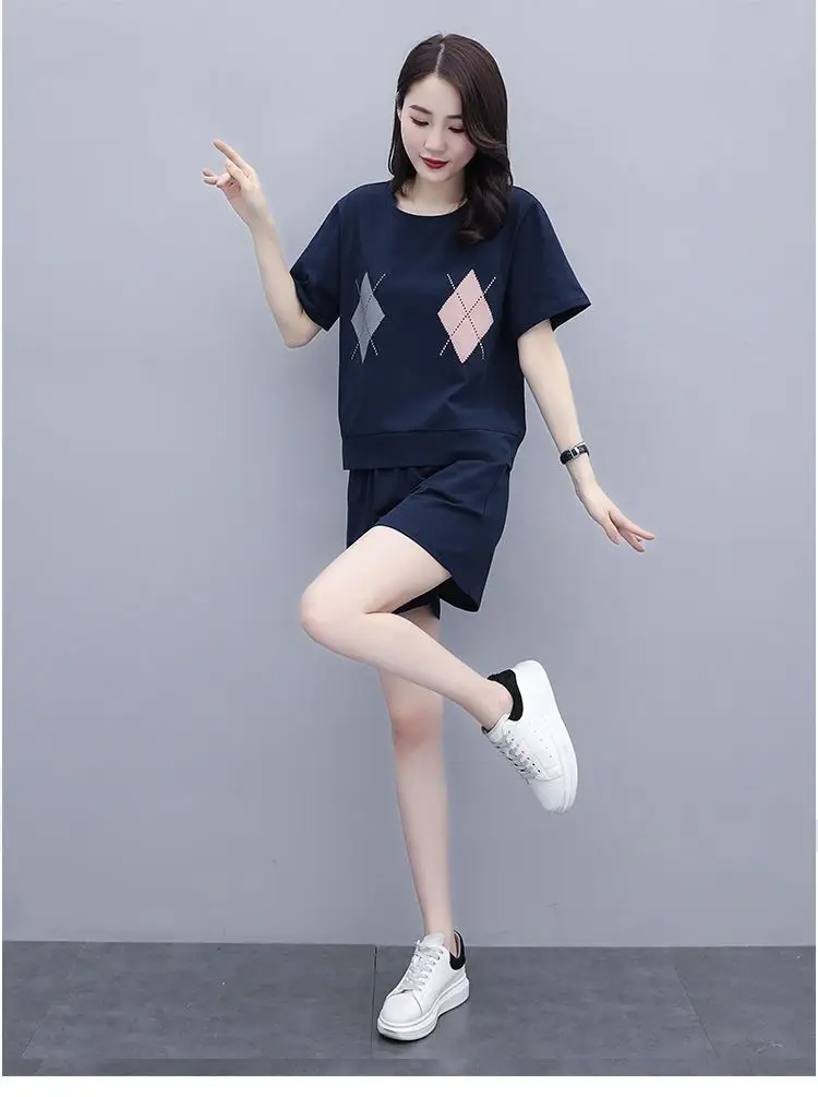 Women Casual Navy Shorts Set Large Summer Wear — feature 18