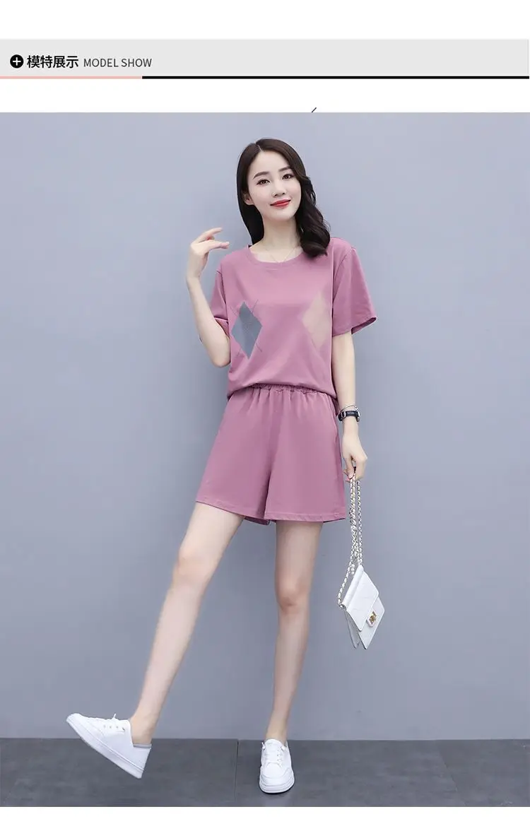 Women Casual Navy Shorts Set Large Summer Wear — feature 9