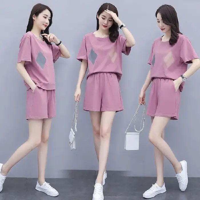 Women Casual Navy Shorts Set Large Summer Wear - Image 3