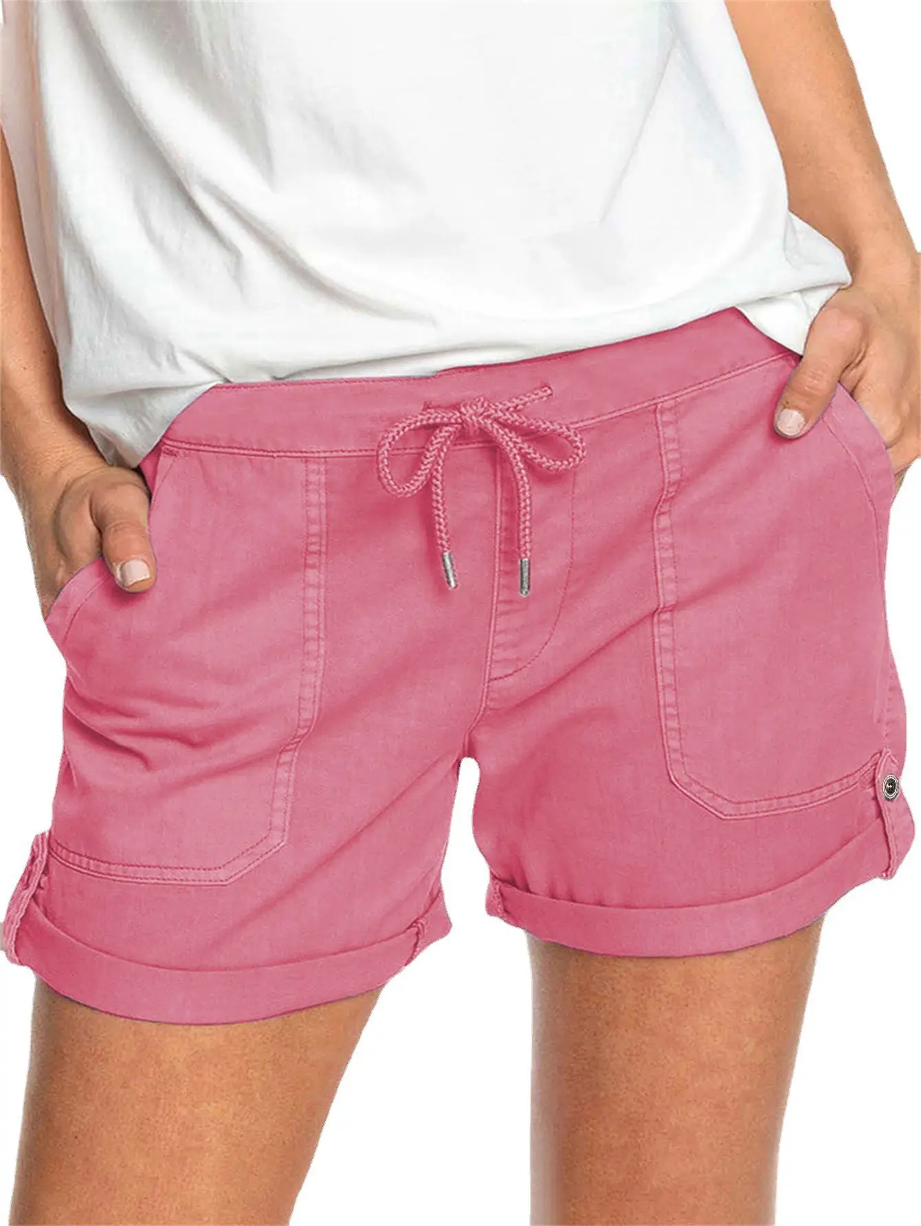 Women's Orange Polyester Casual Shorts 2025 - Image 3