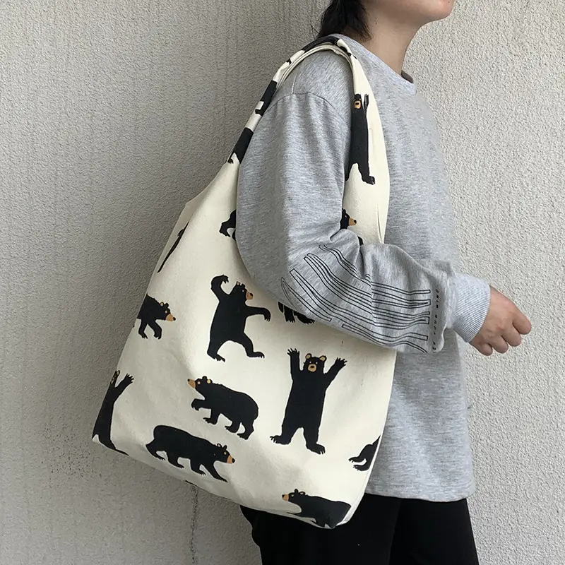Women Canvas Bear Print Shoulder Bag Large Capacity — feature 10