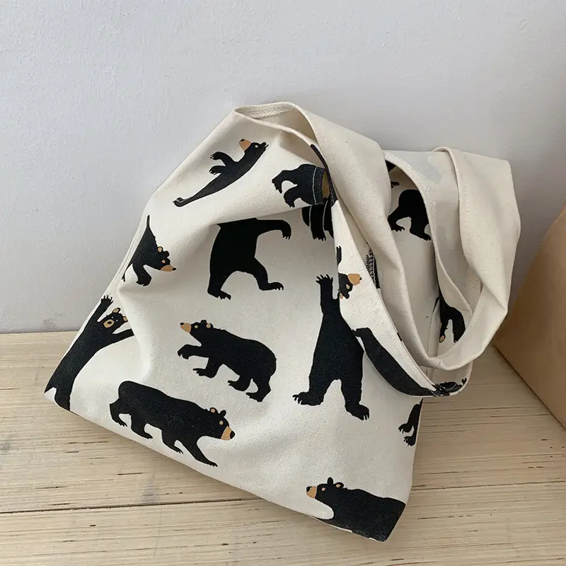 Women Canvas Bear Print Shoulder Bag Large Capacity — feature 14