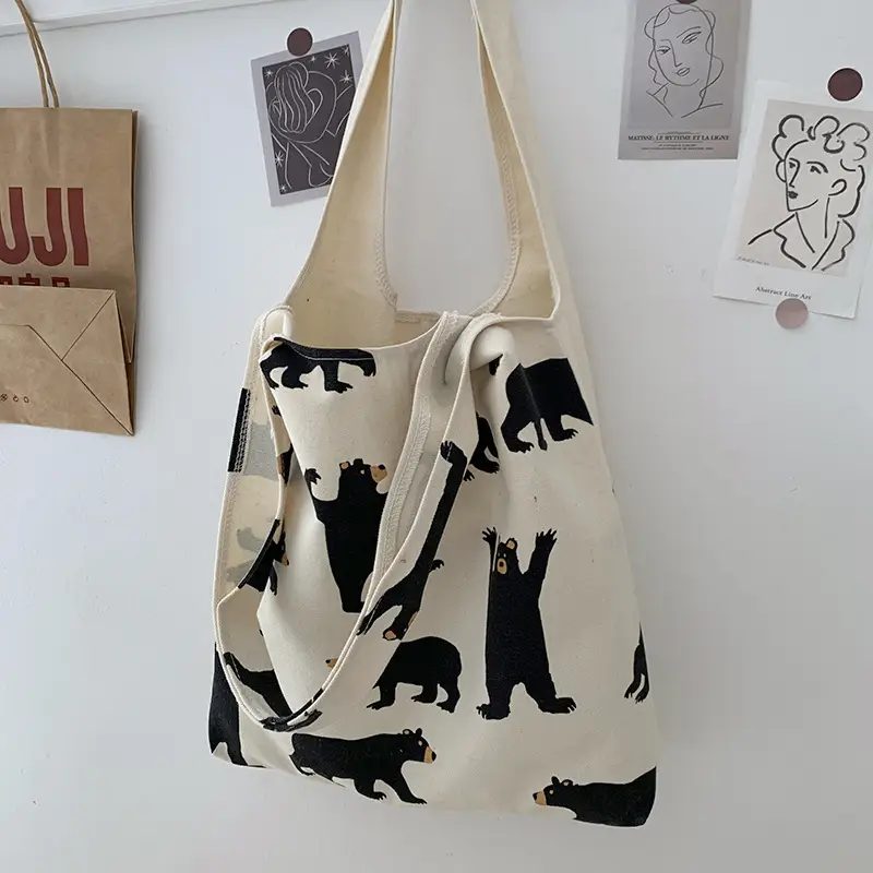 Women Canvas Bear Print Shoulder Bag Large Capacity — feature 15