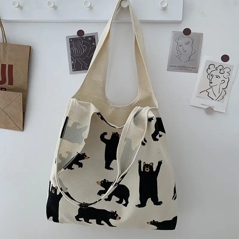 Women Canvas Bear Print Shoulder Bag Large Capacity — feature 17