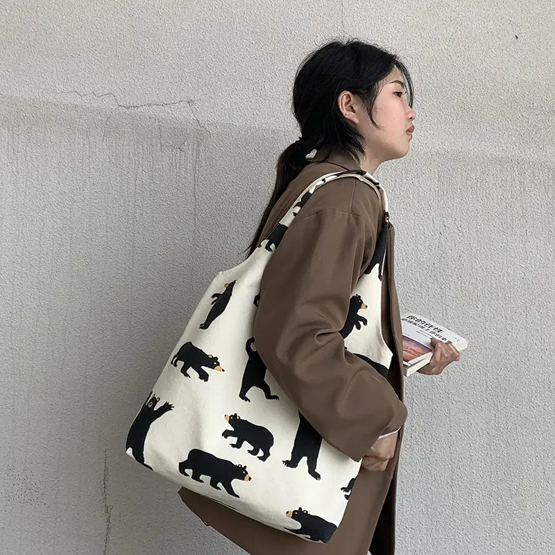 Women Canvas Bear Print Shoulder Bag Large Capacity — feature 19