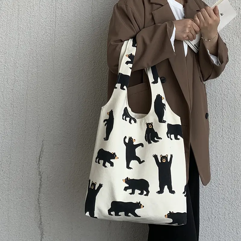 Women Canvas Bear Print Shoulder Bag Large Capacity — feature 20