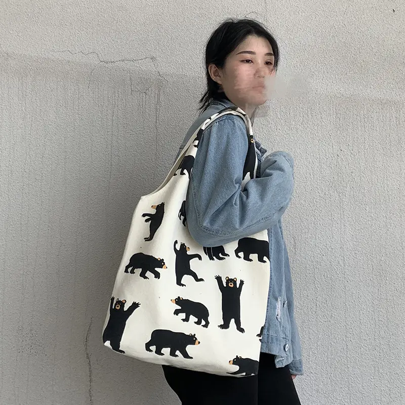 Women Canvas Bear Print Shoulder Bag Large Capacity — feature 21