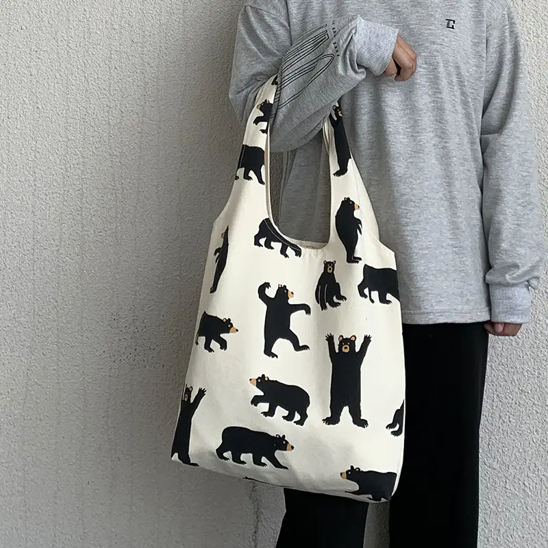 Women Canvas Bear Print Shoulder Bag Large Capacity — feature 24