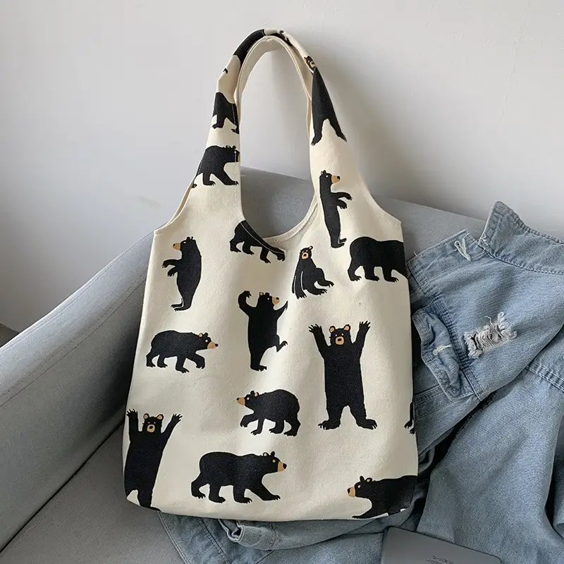 Women Canvas Bear Print Shoulder Bag Large Capacity — feature 26