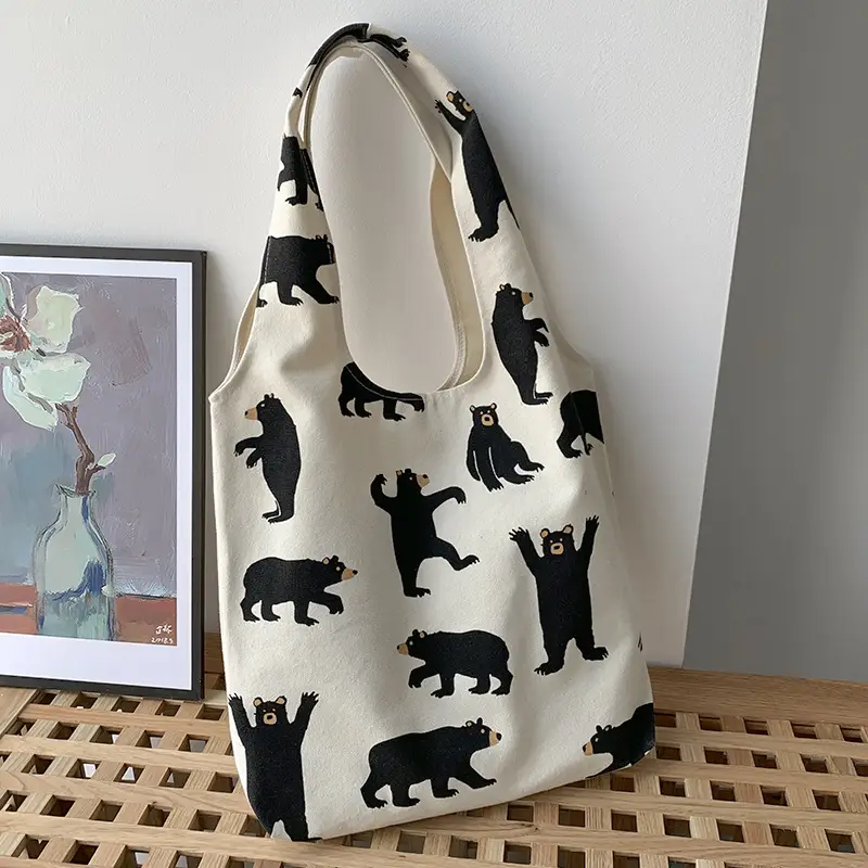 Women Canvas Bear Print Shoulder Bag Large Capacity — feature 4