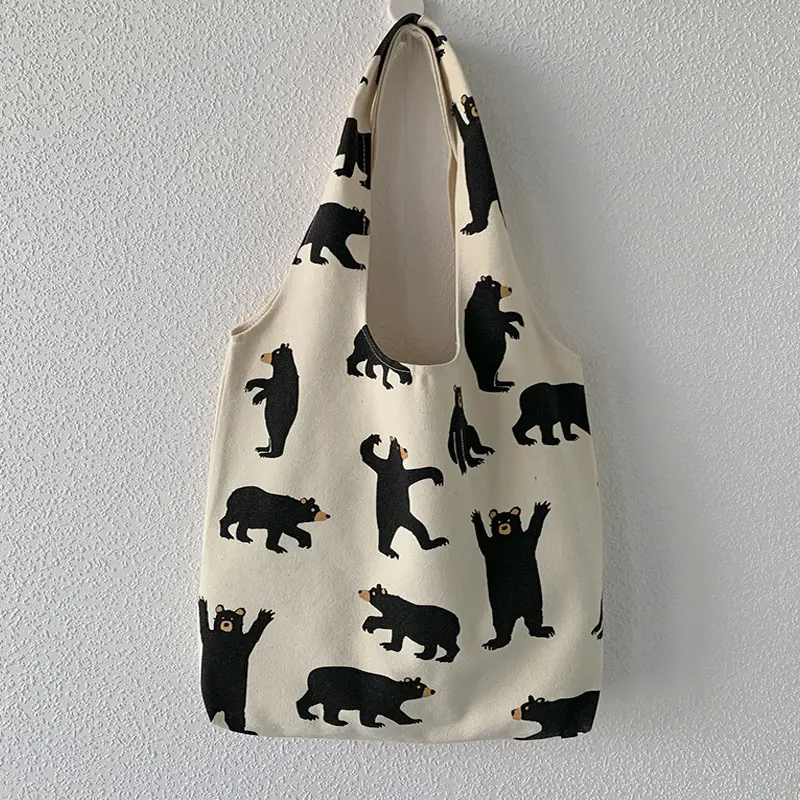 Women Canvas Bear Print Shoulder Bag Large Capacity — feature 6