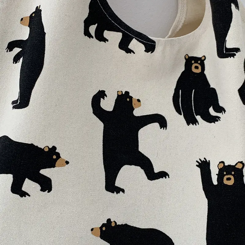 Women Canvas Bear Print Shoulder Bag Large Capacity — feature 9