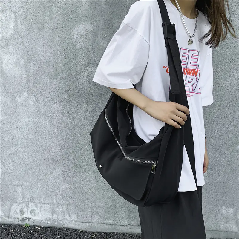 Black Crossbody Bag Women's Large Capacity Hong Kong Style - Image 3