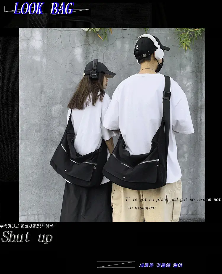 Black Crossbody Bag Women's Large Capacity Hong Kong Style — feature 3