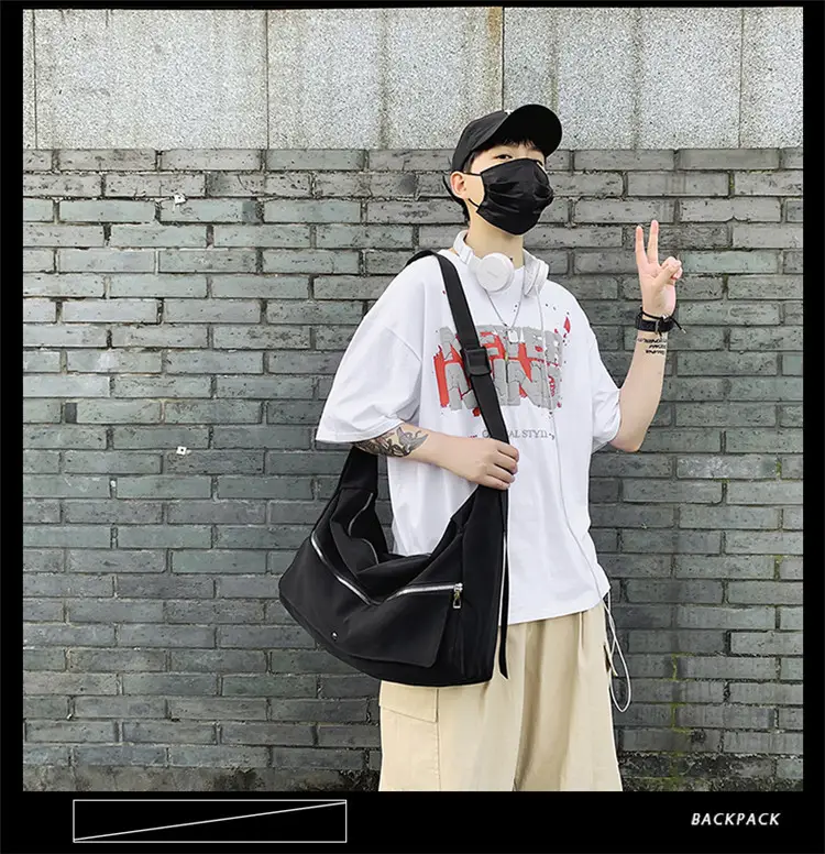Black Crossbody Bag Women's Large Capacity Hong Kong Style — feature 9