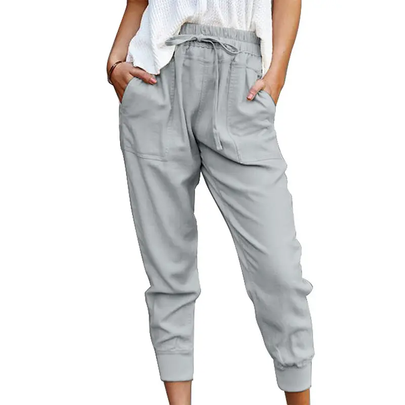 Orange Cropped Jogger Pants for Women