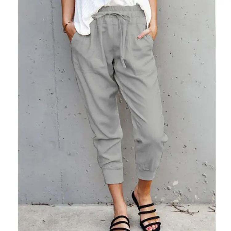 Orange Cropped Jogger Pants for Women