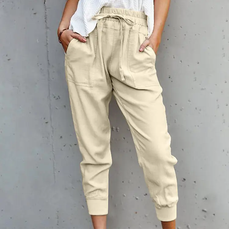 Orange Cropped Jogger Pants for Women