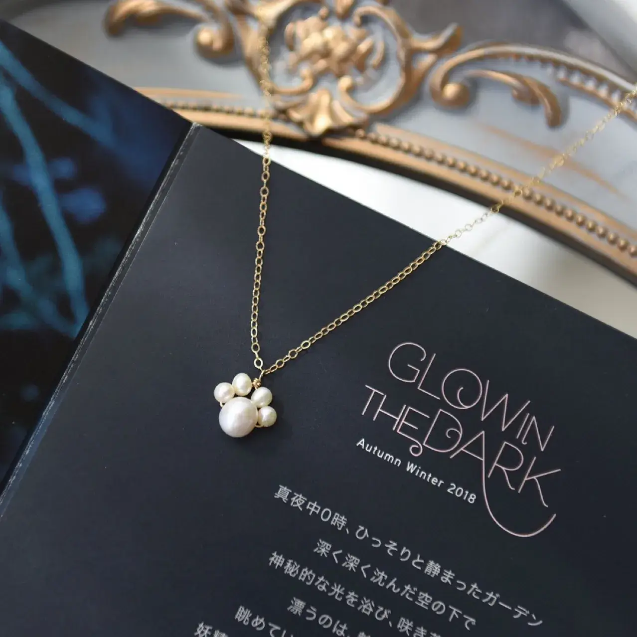 Natural Pearl Kitten Claw Necklace 14K Gold Collar - Image 4