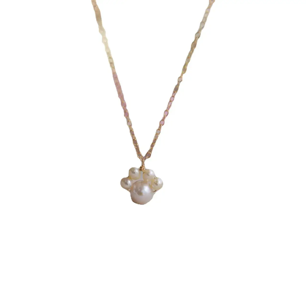 Natural Pearl Kitten Claw Necklace 14K Gold Collar - Image 5