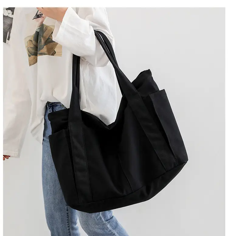Harajuku Style Canvas Shoulder Bag Yellow Large Capacity — feature 17