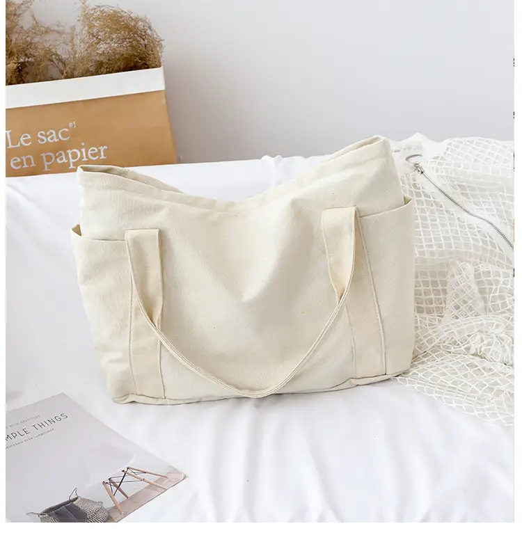 Harajuku Style Canvas Shoulder Bag Yellow Large Capacity — feature 6