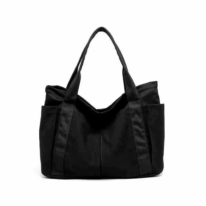 Harajuku Style Canvas Shoulder Bag Yellow Large Capacity - Image 2