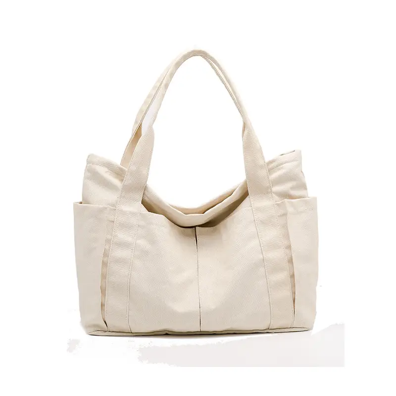 Harajuku Style Canvas Shoulder Bag Yellow Large Capacity - Image 3