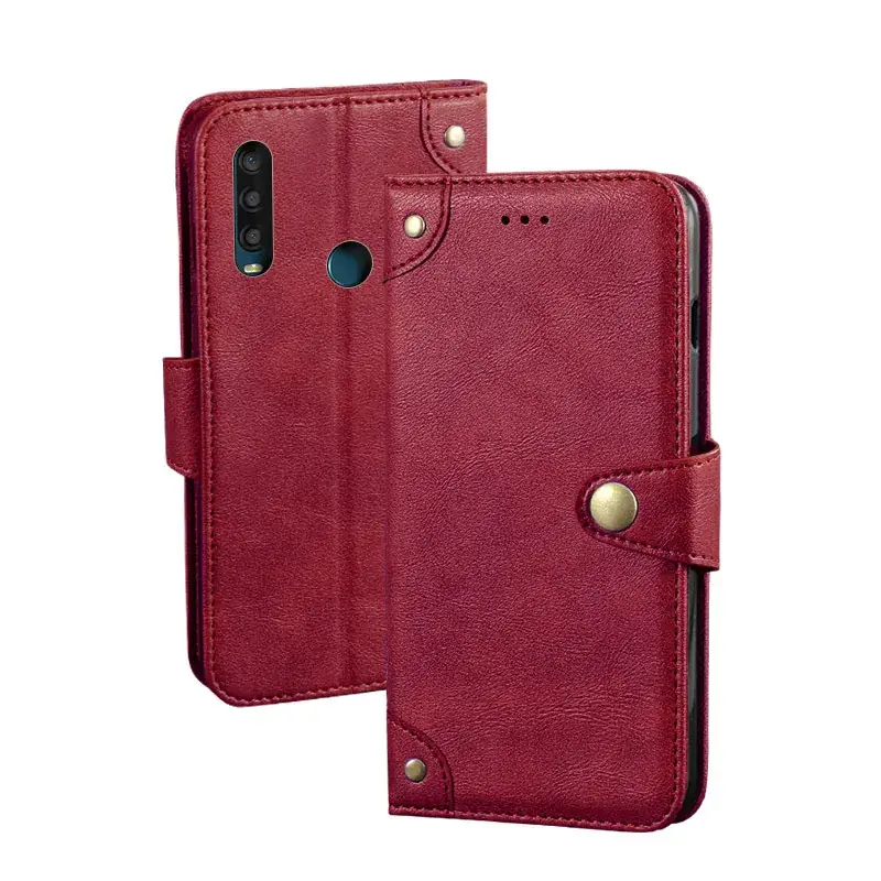 TCL L10 Lite Leather Phone Wallet Case with Liu Ding Buckle