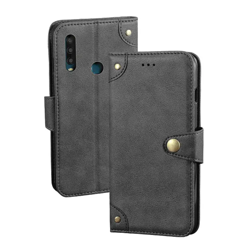 TCL L10 Lite Leather Phone Wallet Case with Liu Ding Buckle
