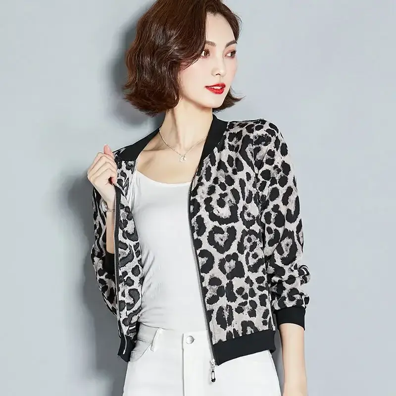 Chiffon Leopard Print Long Sleeve Jacket 2023 - Image 13