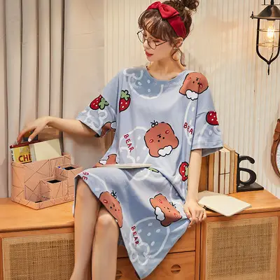Strawberry bear blue skirt