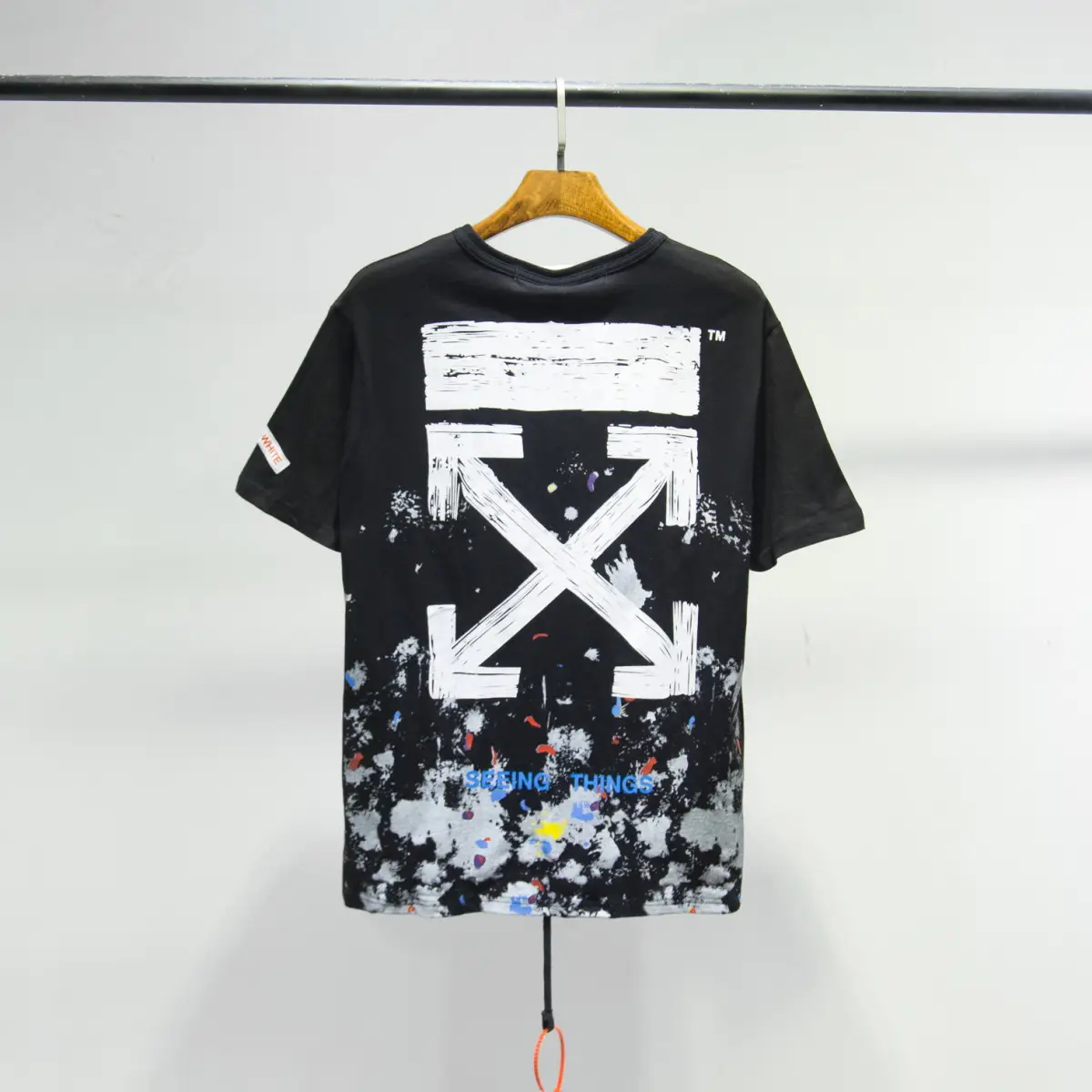 OFF Crew Neck T-Shirt Black Graphic Print - Image 2