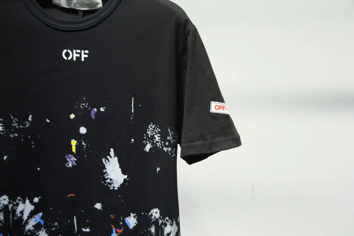 OFF Crew Neck T-Shirt Black Graphic Print - Image 5