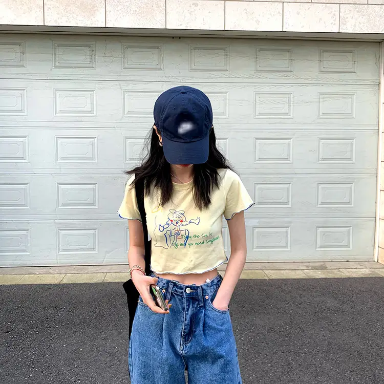 Women Printed Short Sleeve T-Shirt White Blue 2025 — feature 19