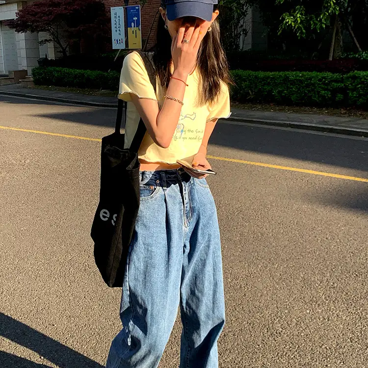 Women Printed Short Sleeve T-Shirt White Blue 2025 — feature 27