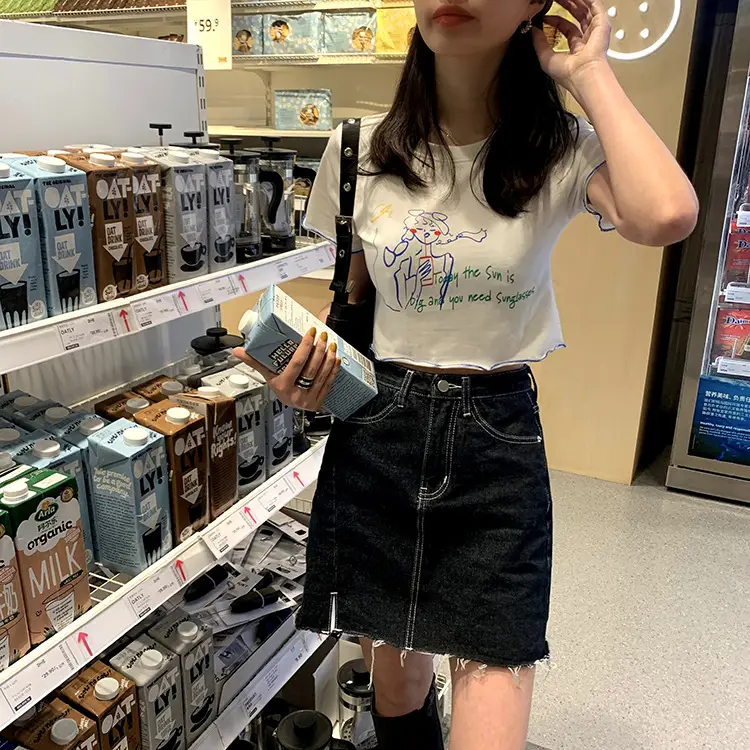 Women Printed Short Sleeve T-Shirt White Blue 2025 — feature 5