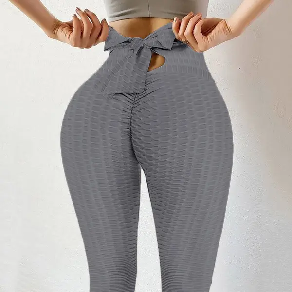 Red Bow Bubble Leggings Large Women - Image 2